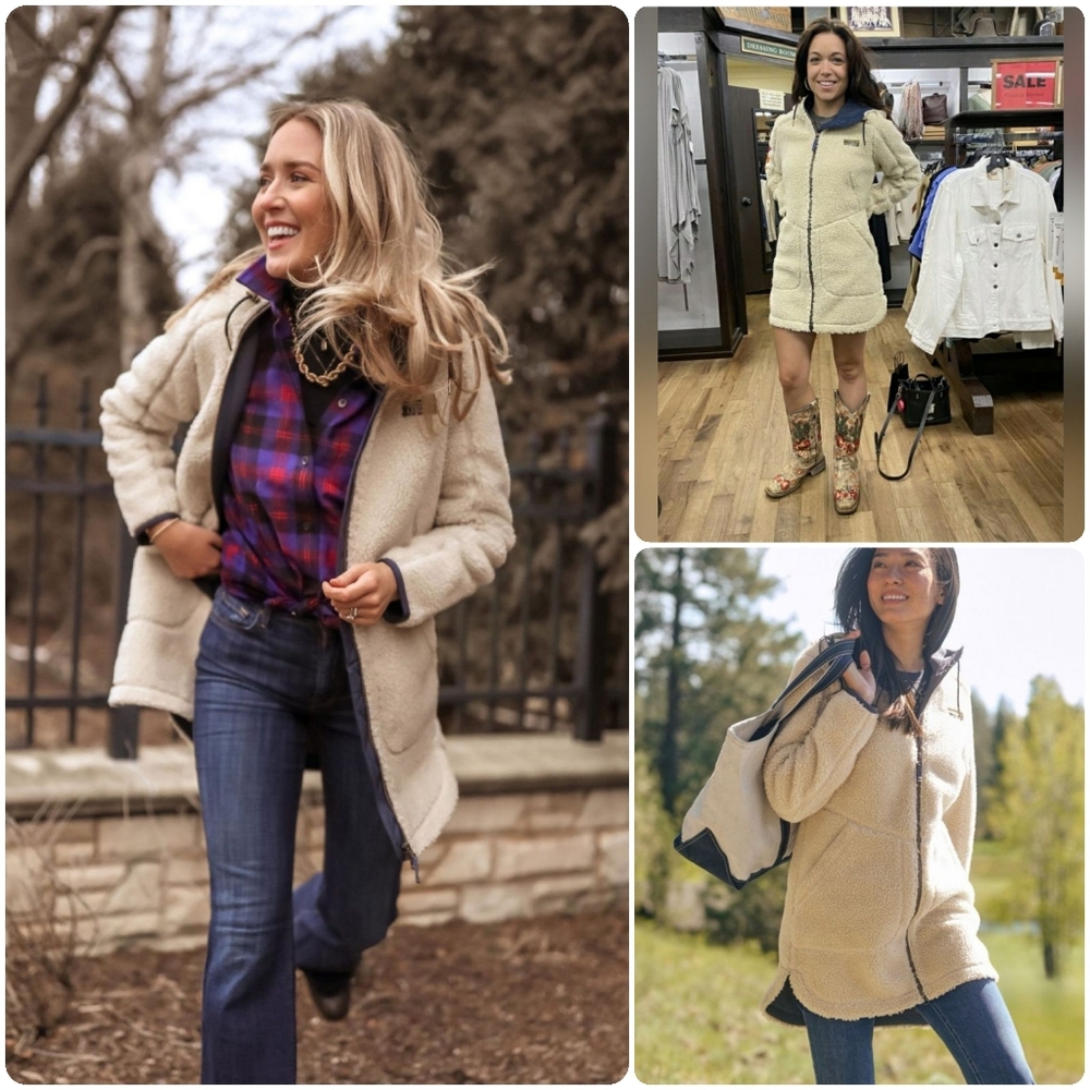 ⚘AvaiLable⚘inQuire⚘*NWT*L.L. Bean Mountain Pile Fleece Jacket Longline Boho XS L - Picture 2 of 10